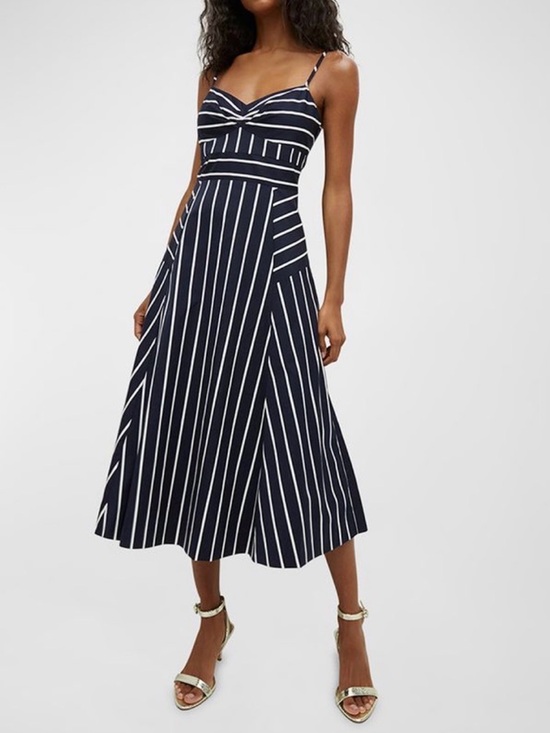 Veronica Beard Dresses & Skirts - NWT! Veronica Beard Blige Stripe A-Line Midi Dress Navy/White Size 10